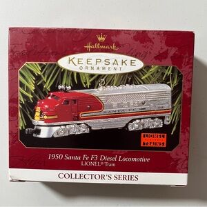 Hallmark Red and Silver 1950 Santa Fe F3 Diesel Locomotive Ornament